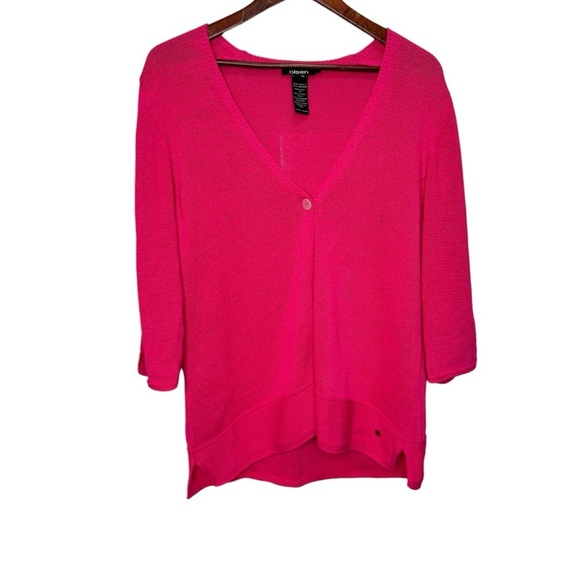 Olsen Linen Cotton Pink Cardigan Sweater Size Medium/Large 12 - Picture 1 of 9